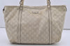 Authentic GUCCI Guccissima Shoulder Tote Bag GG Leather 197953 White 1610I