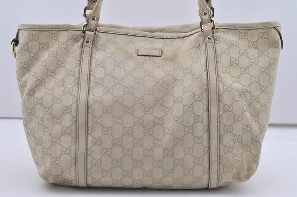 Authentic GUCCI Guccissima Shoulder Tote Bag GG Leather 197953 White 1610I