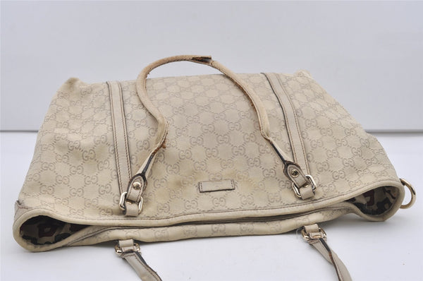 Authentic GUCCI Guccissima Shoulder Tote Bag GG Leather 197953 White 1610I