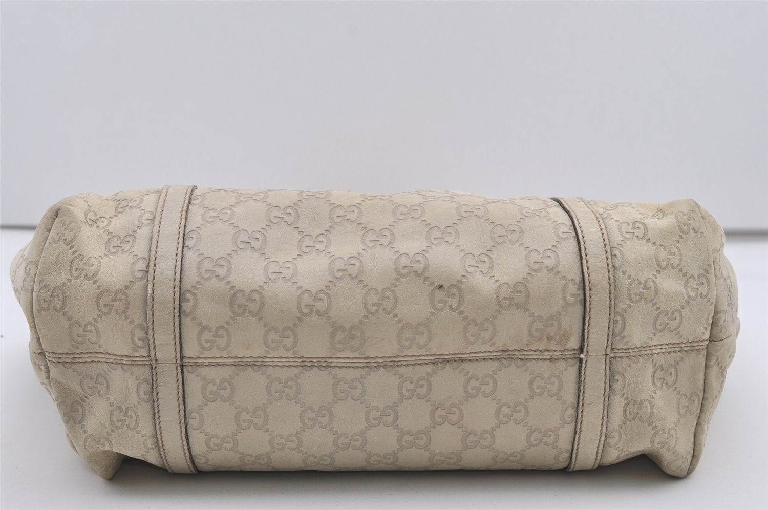 Authentic GUCCI Guccissima Shoulder Tote Bag GG Leather 197953 White 1610I