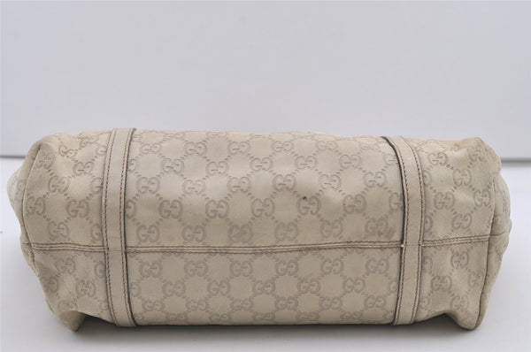 Authentic GUCCI Guccissima Shoulder Tote Bag GG Leather 197953 White 1610I