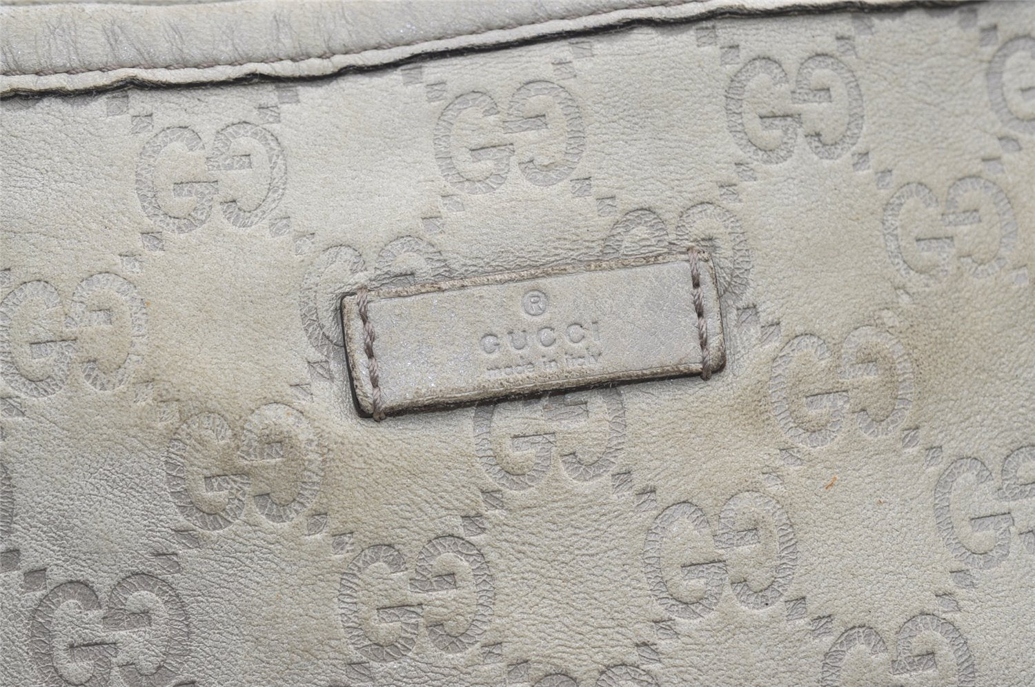 Authentic GUCCI Guccissima Shoulder Tote Bag GG Leather 197953 White 1610I
