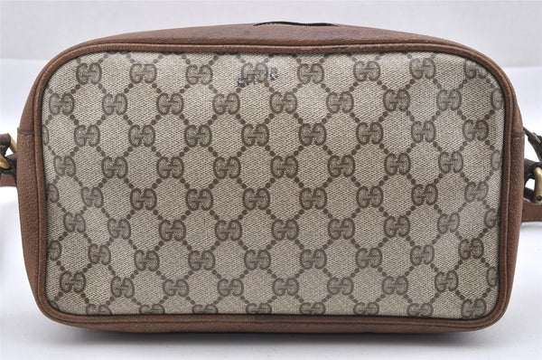 Authentic GUCCI Shoulder Cross Body Bag Purse GG PVC Leather Brown 1612I