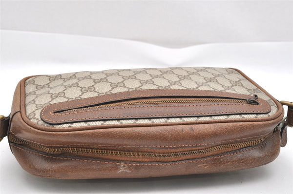 Authentic GUCCI Shoulder Cross Body Bag Purse GG PVC Leather Brown 1612I