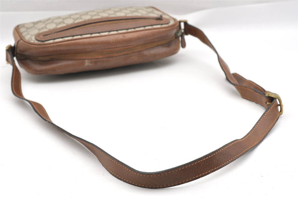 Authentic GUCCI Shoulder Cross Body Bag Purse GG PVC Leather Brown 1612I