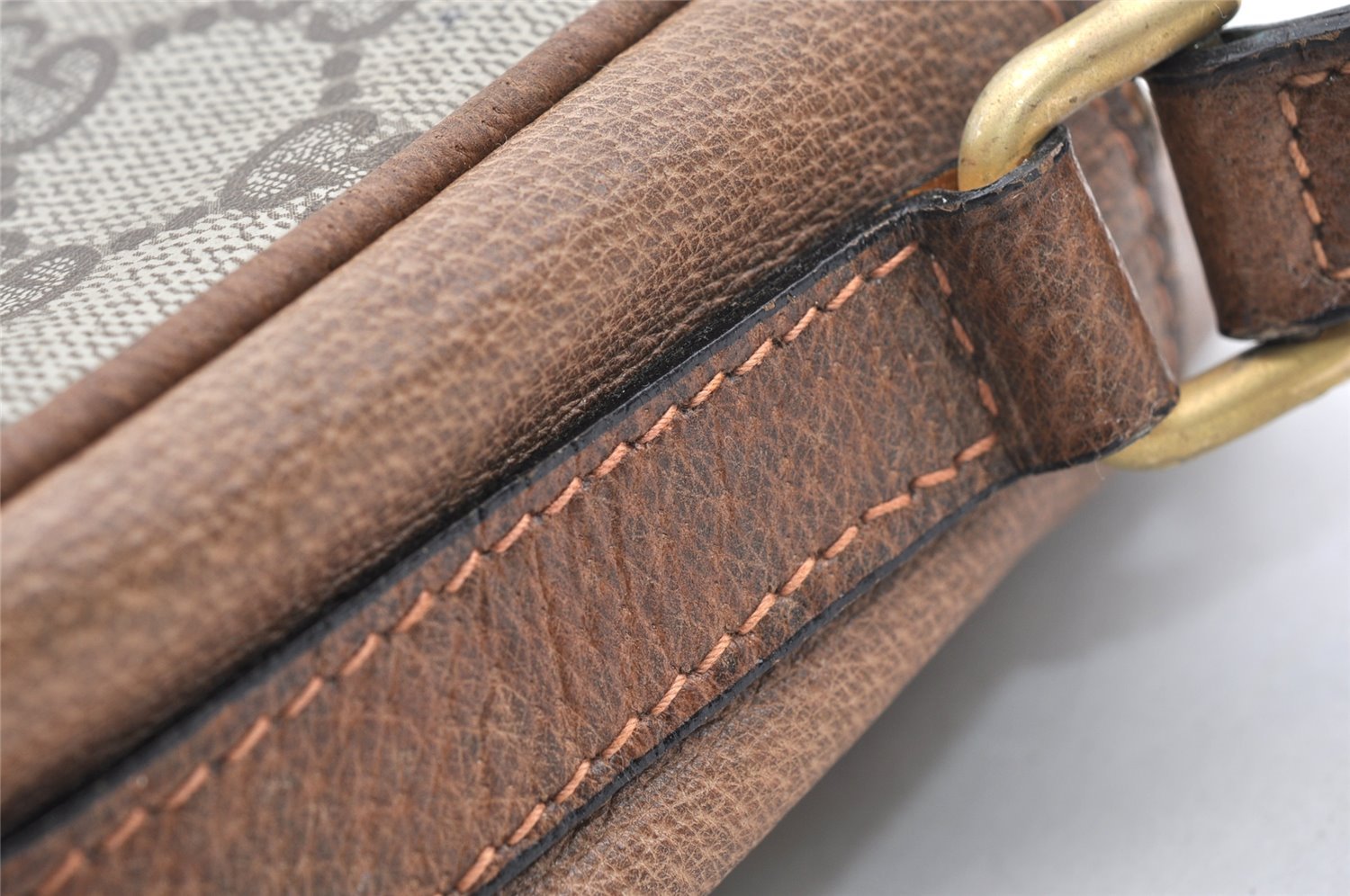 Authentic GUCCI Shoulder Cross Body Bag Purse GG PVC Leather Brown 1612I