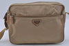 Authentic PRADA Nylon Tessuto Leather Shoulder Cross Body Bag Purse Beige 1613I