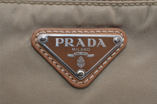 Authentic PRADA Nylon Tessuto Leather Shoulder Cross Body Bag Purse Beige 1613I