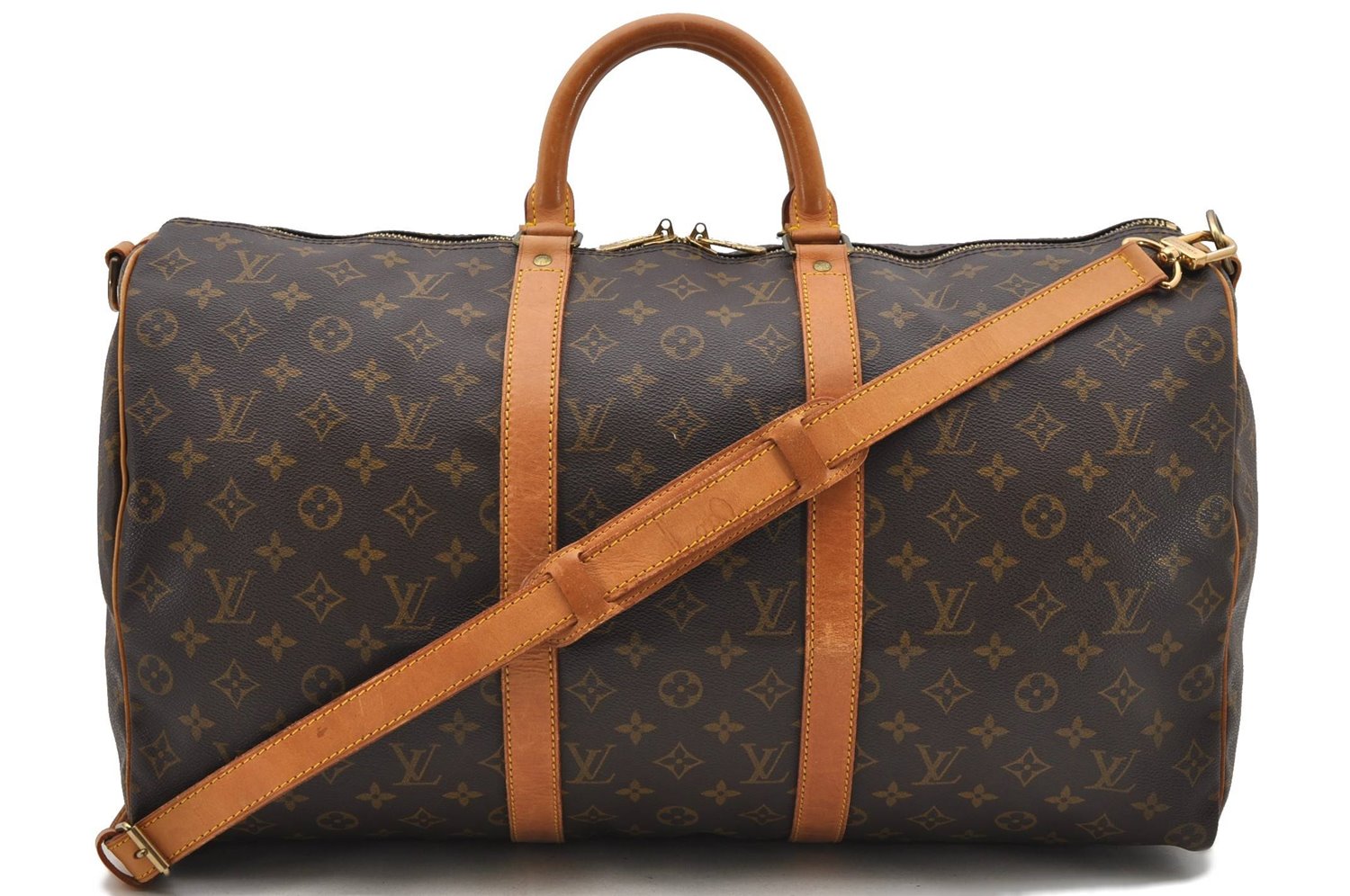 Auth Louis Vuitton Monogram Keepall Bandouliere 50 Boston Bag M41416 LV 1616D