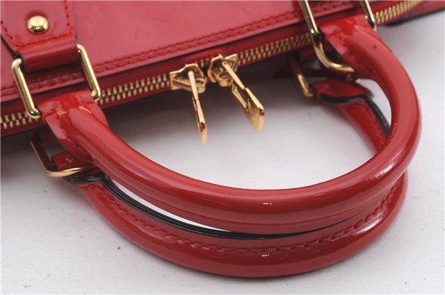 Authentic Louis Vuitton Vernis Alma PM Hand Bag Red M90096 LV 1618D