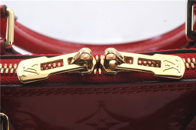 Authentic Louis Vuitton Vernis Alma PM Hand Bag Red M90096 LV 1618D