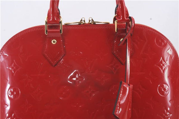 Authentic Louis Vuitton Vernis Alma PM Hand Bag Red M90096 LV 1618D