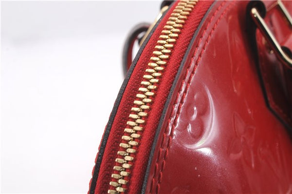 Authentic Louis Vuitton Vernis Alma PM Hand Bag Red M90096 LV 1618D