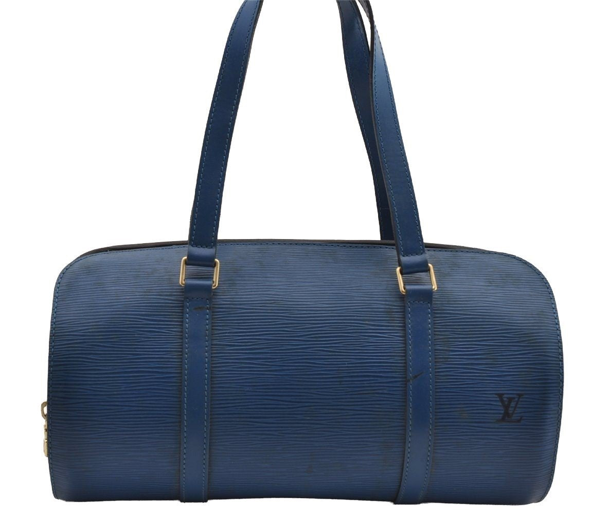 Authentic Louis Vuitton Epi Soufflot Hand Bag Blue M52225 LV 1618I
