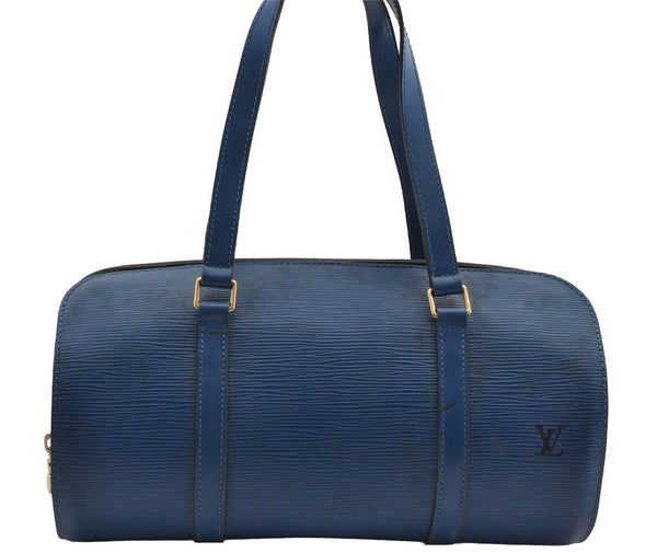 Authentic Louis Vuitton Epi Soufflot Hand Bag Blue M52225 LV 1618I
