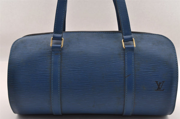 Authentic Louis Vuitton Epi Soufflot Hand Bag Blue M52225 LV 1618I