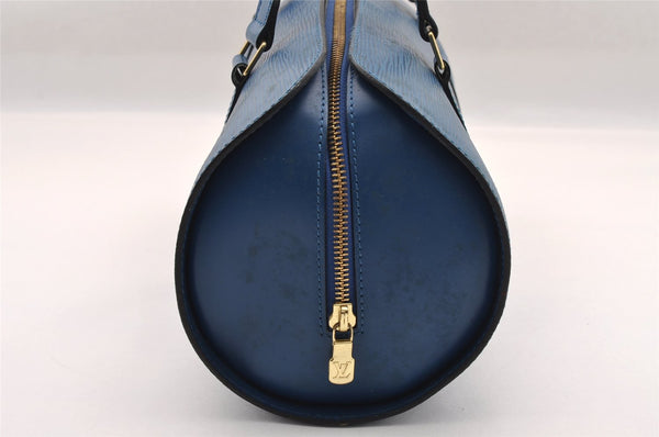 Authentic Louis Vuitton Epi Soufflot Hand Bag Blue M52225 LV 1618I