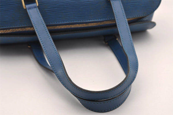 Authentic Louis Vuitton Epi Soufflot Hand Bag Blue M52225 LV 1618I
