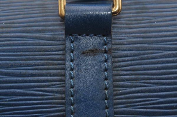 Authentic Louis Vuitton Epi Soufflot Hand Bag Blue M52225 LV 1618I