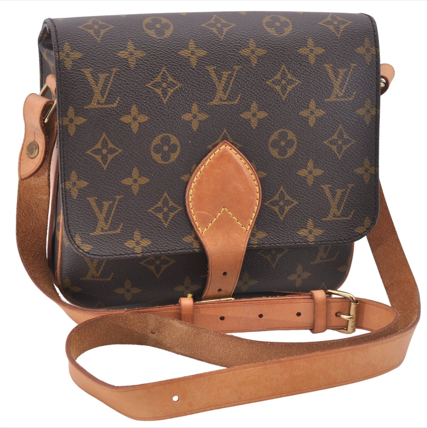Authentic Louis Vuitton Monogram Cartouchiere MM M51253 Shoulder Cross Bag 1619F