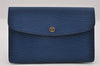 Authentic Louis Vuitton Epi Montaigne 27 Clutch Hand Bag Blue M52655 LV 1619I