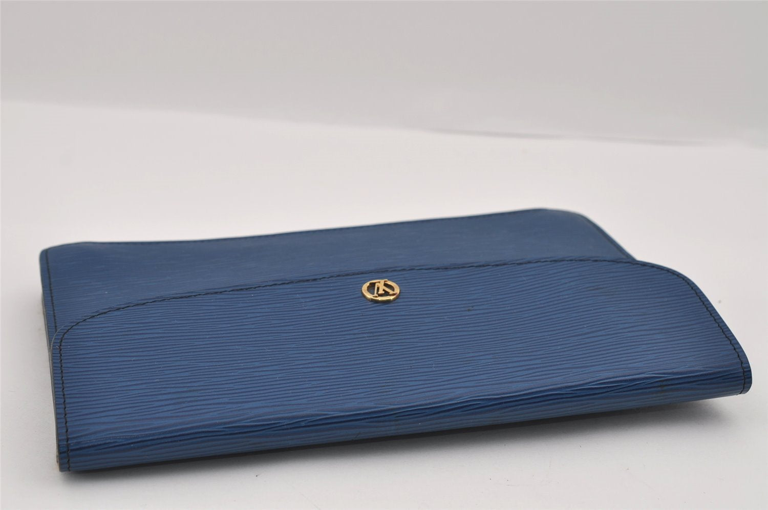 Authentic Louis Vuitton Epi Montaigne 27 Clutch Hand Bag Blue M52655 LV 1619I