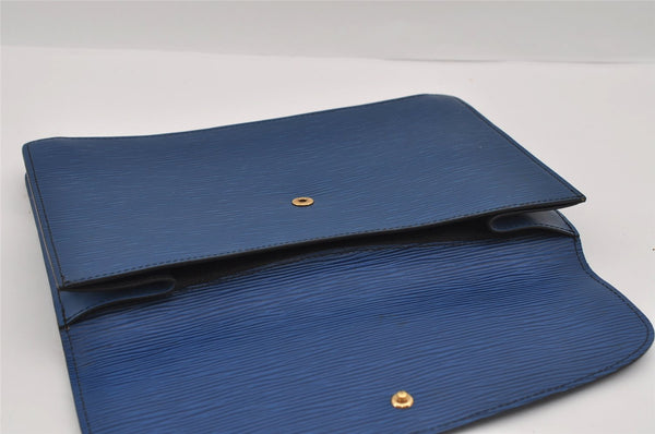Authentic Louis Vuitton Epi Montaigne 27 Clutch Hand Bag Blue M52655 LV 1619I