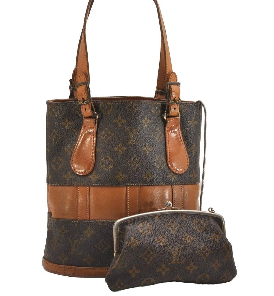 Authentic Louis Vuitton Monogram Bucket PM Shoulder Tote Bag USA Model LV 1621I