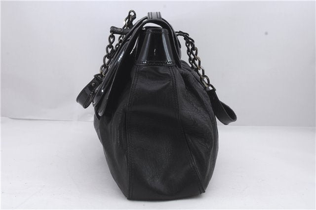 Authentic FENDI B-Bag Chain Shoulder Hand Bag Leather Enamel Black 1623D