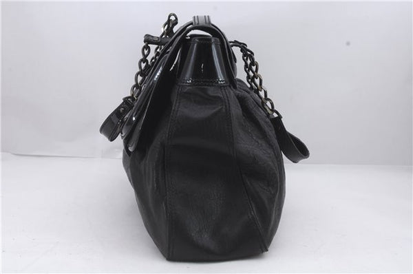 Authentic FENDI B-Bag Chain Shoulder Hand Bag Leather Enamel Black 1623D