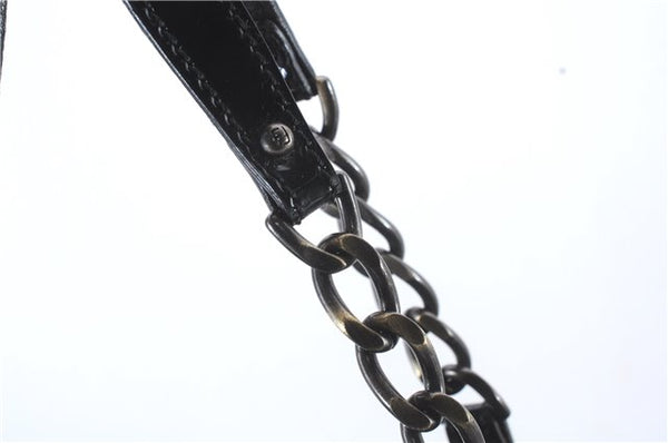 Authentic FENDI B-Bag Chain Shoulder Hand Bag Leather Enamel Black 1623D