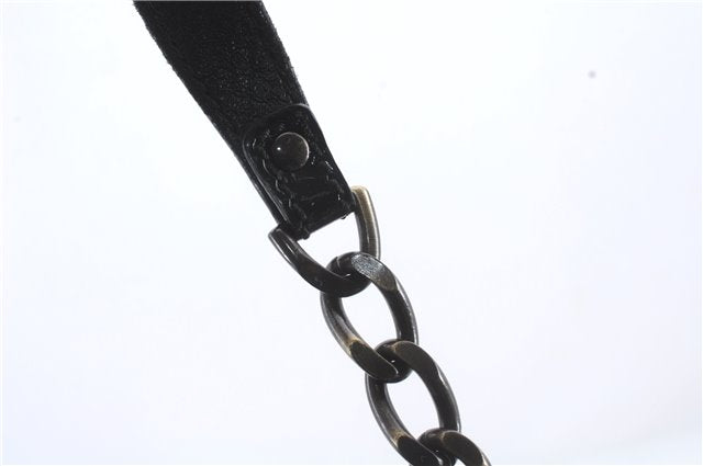 Authentic FENDI B-Bag Chain Shoulder Hand Bag Leather Enamel Black 1623D