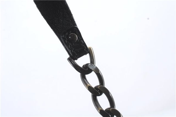 Authentic FENDI B-Bag Chain Shoulder Hand Bag Leather Enamel Black 1623D