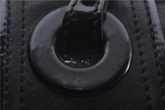 Authentic FENDI B-Bag Chain Shoulder Hand Bag Leather Enamel Black 1623D