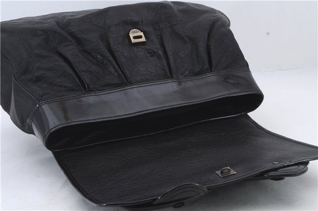Authentic FENDI B-Bag Chain Shoulder Hand Bag Leather Enamel Black 1623D