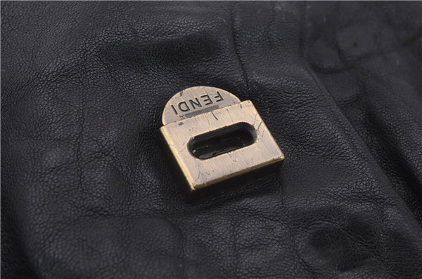 Authentic FENDI B-Bag Chain Shoulder Hand Bag Leather Enamel Black 1623D