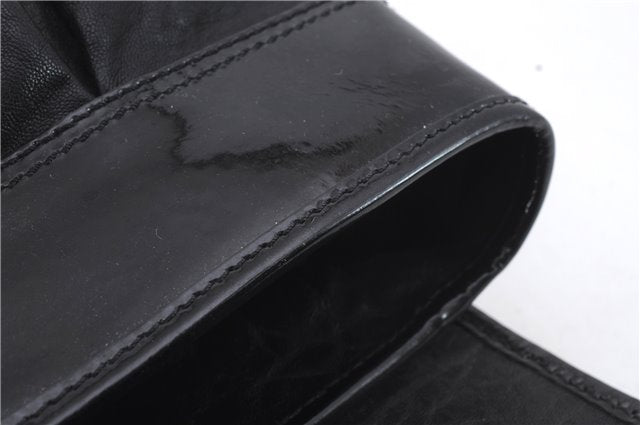 Authentic FENDI B-Bag Chain Shoulder Hand Bag Leather Enamel Black 1623D
