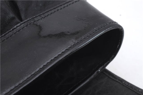 Authentic FENDI B-Bag Chain Shoulder Hand Bag Leather Enamel Black 1623D