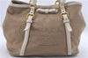 Authentic PRADA Canvas Leather Logo 2Way Shoulder Hand Bag Beige Ivory 1625D