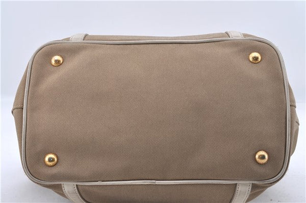 Authentic PRADA Canvas Leather Logo 2Way Shoulder Hand Bag Beige Ivory 1625D