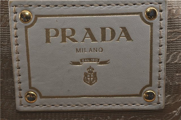 Authentic PRADA Canvas Leather Logo 2Way Shoulder Hand Bag Beige Ivory 1625D