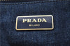 Authentic PRADA Canapa Canvas Tote Hand Bag Denim Blue 1626D