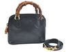 Authentic GUCCI Bamboo 2way Hand Shoulder Crossbody Bag Leather Black Junk 1629H