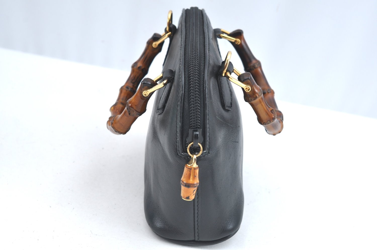 Authentic GUCCI Bamboo 2way Hand Shoulder Crossbody Bag Leather Black Junk 1629H