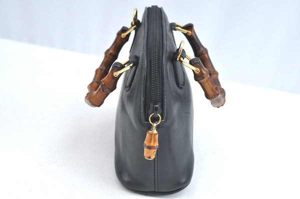 Authentic GUCCI Bamboo 2way Hand Shoulder Crossbody Bag Leather Black Junk 1629H