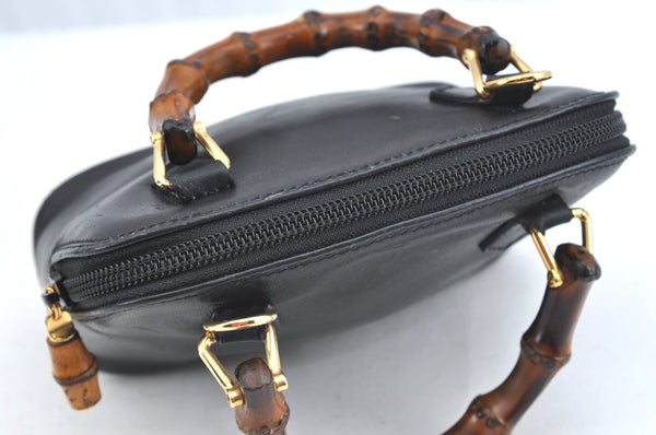 Authentic GUCCI Bamboo 2way Hand Shoulder Crossbody Bag Leather Black Junk 1629H