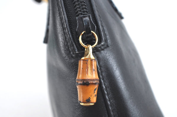 Authentic GUCCI Bamboo 2way Hand Shoulder Crossbody Bag Leather Black Junk 1629H