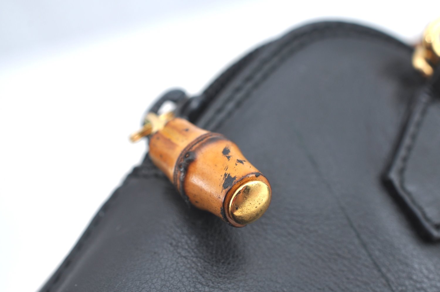 Authentic GUCCI Bamboo 2way Hand Shoulder Crossbody Bag Leather Black Junk 1629H