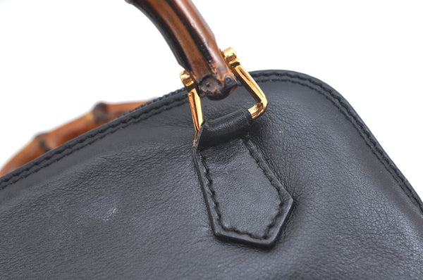 Authentic GUCCI Bamboo 2way Hand Shoulder Crossbody Bag Leather Black Junk 1629H