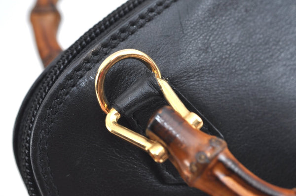Authentic GUCCI Bamboo 2way Hand Shoulder Crossbody Bag Leather Black Junk 1629H